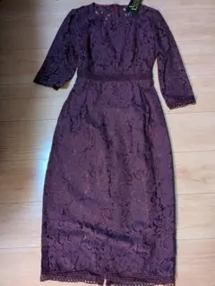 バーガンディ レース パーティードレス