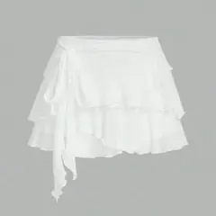 Shein レースフリルy2k グランジミニスカートホワイト