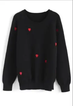 CHICWISH★ハート柄刺繍ニットトップス