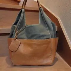 キャンバスレザートートバッグ