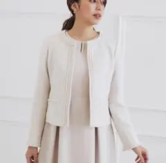 新品未使用★index ツイード ノーカラージャケット 白