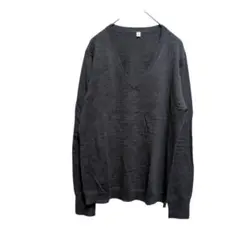 UNIQLO ユニクロ ダークグレー Vネック 長袖ニットセーター XL