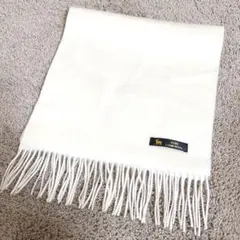 Pure Lamb Wool ピュアラムウール マフラー ホワイト フリンジ付き