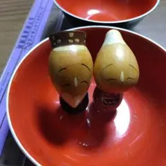 木製こけし人形 2体セット