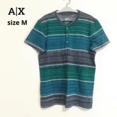 AX アルマーニエクスチェンジ ボーダー ヘンリーネック 半袖 TシャツMメンズのサムネイル