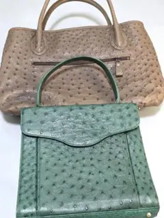 極美品】武知TAKECHI オーストリッチ ボストンバッグ エメラルド