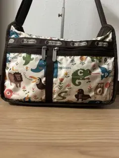 レスポートサック　ショルダーバッグ アニマル＆フラワー柄ベージュ