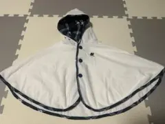 MIKIHOUSE ベビーポンチョ・マント ホワイト・ネイビー　フリーサイズ
