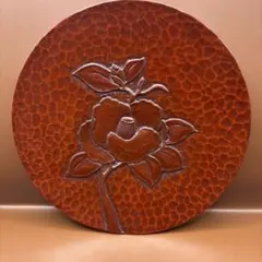 鎌倉彫　椿　銘あり　飾り皿　プレート