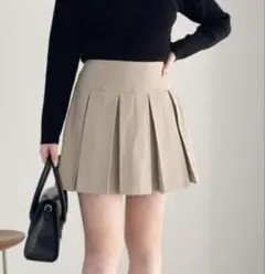 Heather ワイドプリーツミニスカート ベージュのサムネイル