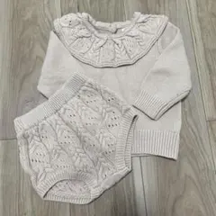 ベージュニット・ブルマ　セットアップ　80サイズ