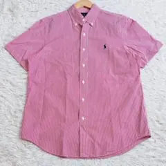 美品✨ Ralph Lauren 半袖 シャツ カジュアル ピンク ストライプ