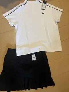 新品　アディダス ゴルフ　モックネック　ホワイト　スカート　セットアップ　L
