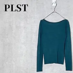 PLST　プラステ　リブニット　長袖　ボートネック　プルオーバー　バックボタン