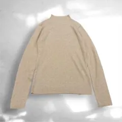 グリーンレーベルリラクシング ハイネック リブニット 長袖 ベージュ ラメ 秋冬