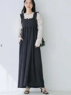 お値下げ　♦︎新品♦︎シャーリングオールインワン　ネイビー　Lサイズ