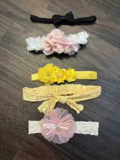 ヘアバンドセット 5点セット 花とリボンデザイン