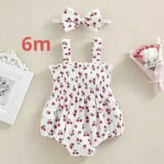 チェリー柄　ロンパースセット