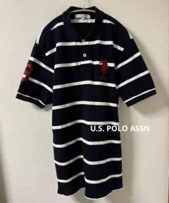 U.S. POLO ASSN ポロシャツ ボーダー ネイビー XL 美品のサムネイル