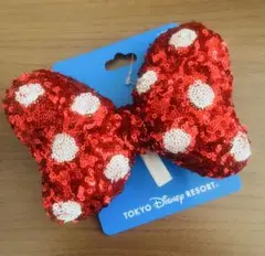 ディズニー　ミニー　ヘアゴム　レッド　スパンコール　大