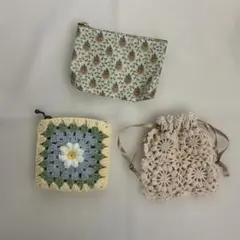 作家さん ハンドメイド 巾着とポーチセット