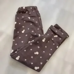 雪だるま柄　裏フリース　レギンス パンツ 110