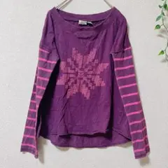 ROXY 紫色 花柄 長袖カットソー M 140 子供服 ガールズ 150