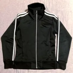 【美品】adidas トラックジャケット ジャージ ハイネック バックロゴ 黒