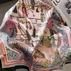 ラスト1点　シルク100% スカーフ ストール 70×70cm