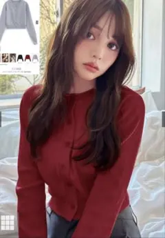 GRL ショート丈ニットカーディガン[an1509 レッド フリーサイズ