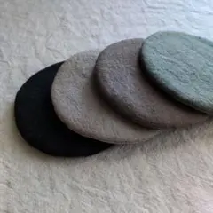 手染めリネンのコースター　4枚セット