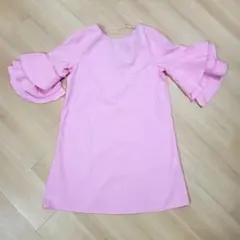 ZARA BASIC 3段フリル袖ティアードスリーブ チュニック ミニワンピース