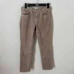 something ベージュ　コーデュロイ　ストレッチ　ストレート　パンツ