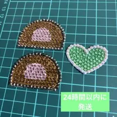 うちわ用デコパーツ　くま耳　ハート　緑　グリーン