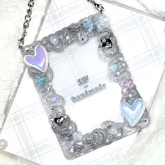 W668 ホイップデコ　硬質トレカケース ハート キラキラ シルバー