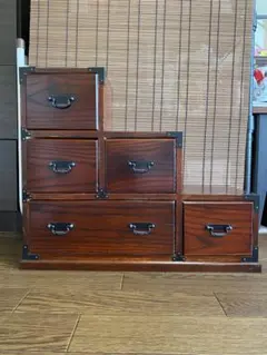 木製階段型引き出し 5個収納　ミニ階段箪笥