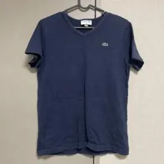 ラコステ レディース スリムフィット xs Vネック Tシャツ ネイビー