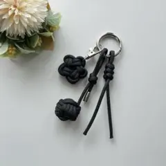 パラコード キーホルダー キーリング ブラック ハンドメイド