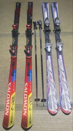 スキー板2点セット＋ストック-カバー付