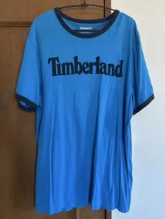 Timberland 青 Tシャツ デザイン リンガー　ビッグロゴ　ワンポイント