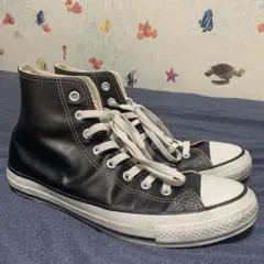 【美品】コンバース　オールスターレザー　ハイカット　黒