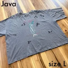 Java ピグメント加工グラフィックプリントTシャツ ダメージ加工 Lのサムネイル