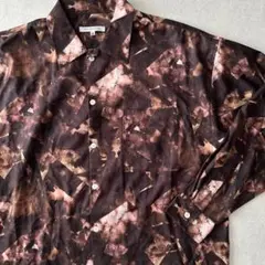 幾何学柄長袖シャツ 総柄 M 古着 メンズ