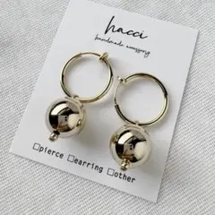 #158-2 12ミリゴールドボールフープイヤリング ／フープピアス変更可能