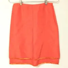 PAULE KA オレンジ フリンジ付き タイトスカート シルク 38 薄手のサムネイル