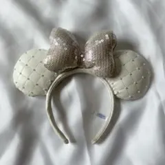 ホワイトカチューシャ スパンコールリボン