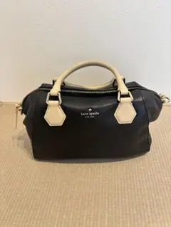 kate spade レザーショルダーバッグ 黒/アイボリー