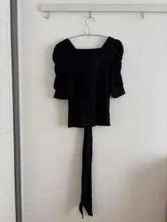 GRL 黒 リボン付き 半袖ニット