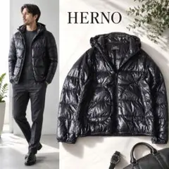 1384 ヘルノ HERNO ダウンジャケット 48 超軽量 ブラック ナイロンのサムネイル