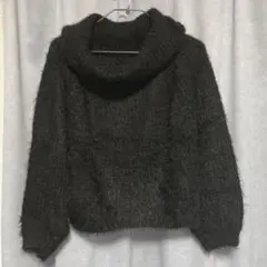 オフタートル シャギーニット 長袖 ブラック